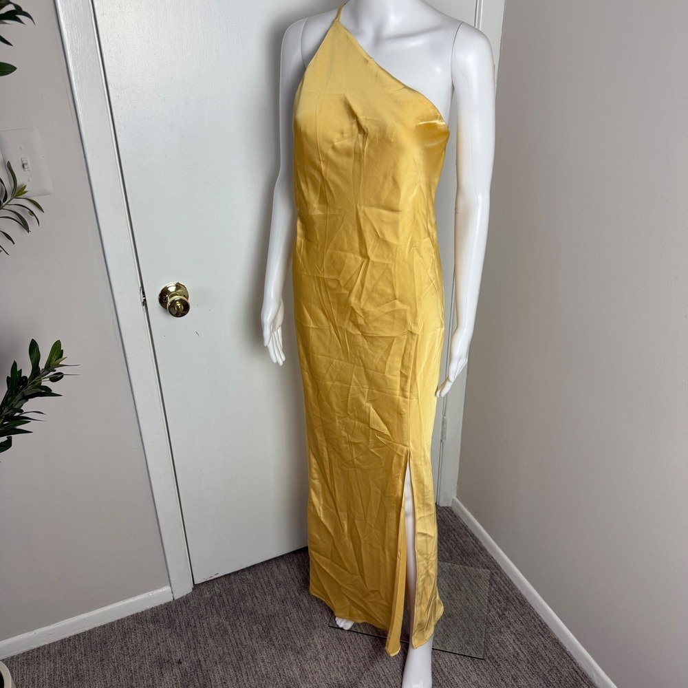 Commense Moonlight Gold One Shoulder Maxi Dress Backless Slit Formal Cocktail S - Picture 7 of 15